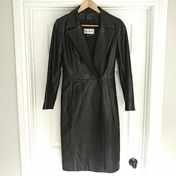 holt renfrew Jackets & Coats Holt Renfrew Black Leather Trench Size 4